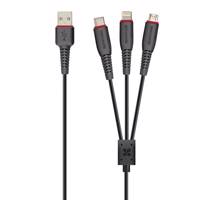 Promate FlexLink-Trio USB To Lightning/microUSB/USB-C Cable 1.2m کابل تبدیل USB به لایتنینگ/microUSB/USB-C پرومیت مدل FlexLink-Trio طول 1.2 متر