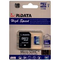 RiData High Speed UHS-I U1 Class 10 45MBps 333X microSDHC With Adapter- 16GB - کارت حافظه microSDHC ری دیتا مدل High Speed کلاس 10 استاندارد UHS-I U1 سرعت 45MBps 333X ظرفیت 16 گیگابایت