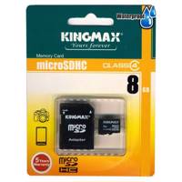 Kingmax Class 4 microSDHC With Adapter - 8GB - کارت حافظه microSDHC کینگ مکس کلاس 4 به همراه آداپتور SD ظرفیت 8 گیگابایت