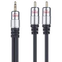 Pnet Gold Aux To Two RCA Cable 1.5m کابل تبدیل جک 3.5 میلی متری به دو RCA پی نت مدل Gold طول 1.5 متر