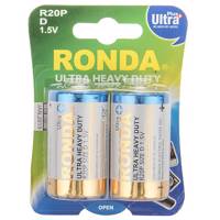 Ronda Ultra Plus Ultra Heavy Duty D Battery Pack Of 2 باتری سایز بزرگ روندا مدل Ultra Plus Ultra Heavy Duty بسته 2 عددی