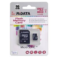 RiData High Speed UHS-I U1 Class 10 microSDHC With Adapter - 16GB - کارت حافظه microSDHC ری دیتا مدل High Speed کلاس 10 استاندارد UHS-I U1 به همراه آداپتور SD ظرفیت 16 گیگابایت