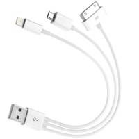 Three in One USB To microUSB And Lightning Cable 20cm کابل سه شاخه کوتاه USB به microUSB، لایتنینگ و 30-پین مدل Three in One به طول 20 سانتی متر