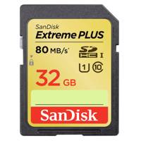 کارت حافظه SDHC سن دیسک مدل Extreme Plus استاندارد UHS-I U1 کلاس 10 سرعت 80MBps ظرفیت 32 گیگابایت