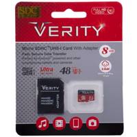 Verity UHS-I U1 Class 10 48MBps microSDHC With Adapter 8GB - کارت حافظه microSDHC وریتی کلاس 10 استاندارد UHS-I U1 سرعت 48MBps همراه با آداپتور SD ظرفیت 8 گیگابایت