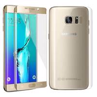 gold TPU Full Cover Glass Screen Protector For samsung galaxy s7 edge محافظ صفحه نمایش و پشت شفاف گولدمدل TPU Full Cover مناسب برای گوشی موبایل Galaxy S7 Edge