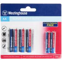 Westinghouse Super Heavy Duty AA and AAA Battery Pack of 6 باتری قلمی و نیم قلمی وستینگهاوس مدل Super Heavy Duty بسته 6 عددی