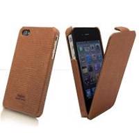 Kajsa Light Brown leather Flip Case - کیف موبایل کاجسا چرمی مخصوص آیفون 4S