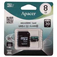 Apacer Color UHS-I U1 Class 10 30MBps microSDHC With Adapter - 8GB - کارت حافظه microSDHC اپیسر مدل Color کلاس 10 استاندارد UHS-I U1 سرعت 30MBps به همراه آداپتور SD ظرفیت 8 گیگابایت