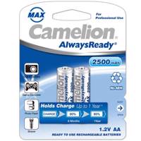 Camelion AlwaysReady 2500mAh Rechargeable AA Battery Pack of 2 باتری قلمی قابل شارژ کملیون مدل AlwaysReady با ظرفیت 2500 میلی آمپر ساعت بسته‌ 2 عددی