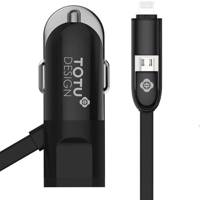 Totu Good Partner Car Charger With Lightning And microUSB Cable - شارژر فندکی توتو مدل Good Partner همراه با کابل لایتنینگ و microUSB