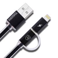 Remax DSPT-D14 2 In 1 Micro USB to USB Cable For Android And iPhone - کابل شارژ دوسر REMAX مدلDSPT-D14 مناسب برای شارژآیفون واندرویدبانشانگر اتمام شارژ