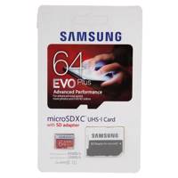 Samsung Evo Plus UHS-I U1 Class 10 80MBps microSDXC With Adapter 64GB - کارت حافظه microSDXC سامسونگ مدل Evo Plus کلاس 10 استاندارد UHS-I U1 سرعت 80MBps همراه با آداپتور ظرفیت 64 گیگابایت