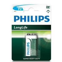 Philips Long Life Zinc Carbon 6F22 Battery - باتری کتابی فیلیپس مدل Long Life Zinc Carbon 6F22