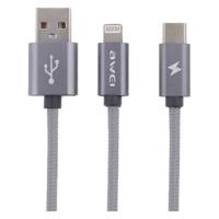Awei CL-984 USB to Lightning and USB-C Cable 1m - کابل تبدیل USB به لایتنینگ و USB-C اوی مدل CL-984 به طول 1 متر
