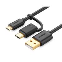UGREEN US142 USB to microUSB And USB-C Cable 1.5m کابل تبدیل USB به microUSB و USB-C یوگرین مدل US142 طول 1.5 متر