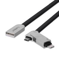 EARLDOM 2 In 1 USB To Lightning And microUSB Cable 1m کابل تبدیل USB به لایتنینگ و microUSB ارلدام مدل ET-ZA015 به طول 1 متر