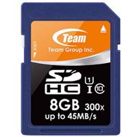 Team Group UHS-I U1 Class 10 45MBps 300X SDHC - 8GB کارت حافظه SDHC تیم گروپ کلاس 10 استاندارد UHS-I U1 سرعت 300X 45MBps ظرفیت 8 گیگابایت