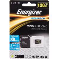 Energizer Hightech UHS-I U1 Class 10 80MBps microSDXC With SD Adapter - 128GB - کارت حافظه microSDXC انرجایزر مدل Hightech کلاس 10 استاندارد UHS-I U1 سرعت 80MBps همراه با آداپتور SD ظرفیت 128 گیگابایت