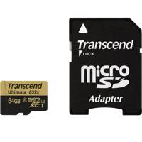 Transcend Ultimate UHS-I U3 Class 10 95MBps 633X microSDXC With Adapter - 64GB - کارت حافظه microSDXC ترنسند مدل Ultimate کلاس 10 استاندارد UHS-I U3 سرعت 95MBps 633X همراه با آداپتور SD ظرفیت 64 گیگابایت