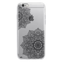Black Flower Mandala Case Cover For iPhone 6 plus / 6s plus کاور ژله ای وینا مدلBlack Flower Mandala مناسب برای گوشی موبایل آیفون6plus و 6s plus