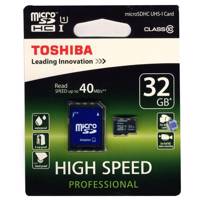 Toshiba High Speed Professional UHS-I U1 40MBps microSDHC With Adapter - 32GB - کارت حافظه microSDHC توشیبا مدل High Speed Professional کلاس 10 استاندارد UHS-I U1 سرعت 40MBps ظرفیت 32 گیگابایت