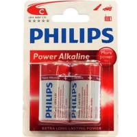Philips Power Alkaline C LR14 Battery Pack Of 2 - باتری سایز متوسط فیلیپس مدل Power Alkaline C LR14 بسته 2 عددی