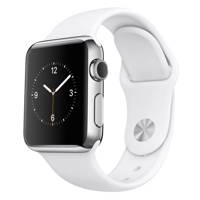 AppleWatch 38mm Stainless Steel Case with White Sport Band - ساعت مچی هوشمند اپل واچ مدل 38mm Stainless Steel Case with White Sport Band