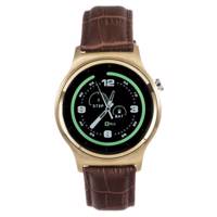 TTY Gmove GW01 Gold With Brown Leather Strap Smart Watch ساعت هوشمند تی تی وای جی موو مدل GW01 gold with brown leather strap