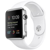 Apple Watch 42mm Stainless Steel Case with White Sport Band ساعت هوشمند اپل واچ مدل 42mm Stainless Steel Case with White Sport Band