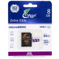 Vicco Man Extre 533X UHS-I U1 Class 10 80MBps microSDHC Card With Adapter 8GB کارت حافظه microSDHC ویکو من مدل Extre 533X کلاس 10 استاندارد UHS-I U1 سرعت 80MBps ظرفیت 8 گیگابایت همراه با آداپتور SD