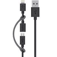 Belkin F8J080BT03 USB To Lightning/microUSB Cable 0.9m کابل تبدیل USB به لایتنینگ/microUSB بلکین مدل F8J080BT03 طول 0.9 متر
