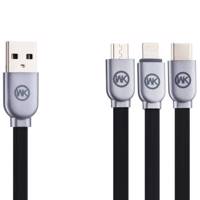 WK Design WDC-010 USB to microUSB/USB-C/Lightning Cable 1m کابل تبدیل USB به microUSB/USB-C/لایتنینگ دابلیو کی دیزاین مدل WDC-010 طول 1 متر
