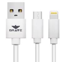 Brave BCD-402 USB To microUSB And Lightning Cable 1m کابل تبدیل USB به microUSB و لایتنینگ بریو مدل BCD-402 به طول 1 متر