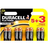 Duracell Plus Power Duralock AA Battery Pack Of 5 Plus 3 باتری قلمی دوراسل مدل Plus Power Duralock بسته 5 + 3 عددی