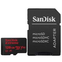 Sandisk Extreme V30 UHS-I U3 Class A1 100MBps 667X microSDXC With Adapter 128GB - کارت حافظه microSDXC سن دیسک مدل Extreme V30 کلاس A1 استاندارد UHS-I U3 سرعت 100MBps 667X همراه با آداپتور SD ظرفیت 128 گیگابایت