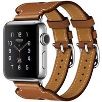 Apple Watch Hermes Series 2 38mm Stainless Steel Case with Fauve Barenia Leather Double Buckle Cuff ساعت هوشمند اپل واچ هرمس سری 2 مدل Stainless Steel Case with Fauve Barenia Leather Double Buckle Cuff