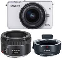 Canon EOS M10 Kit Mirrorless With 15-45mm EF-M And EF 50mm f/1.8 STM Digital Camera And Canon Mount Adapter EF-EOS M Lens Adapter - دوربین دیجیتال بدون آینه کانن مدل EOS M10 به همراه لنز 45-15 EF-M و EF 50mm f/1.8 STM میلی متر و آداپتور لنز کانن Mount Adapter EF-EOS M