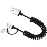 Just Mobile AluCable Duo Twist USB To microUSB And Lightning Cable 1.8m - کابل تبدیل USB به microUSB و لایتنینگ جاست موبایل مدل AluCable Duo Twist به طول 1.8 متر