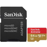 Sandisk Extreme V30 UHS-I U3 Class 10 90MBps 600X microSDXC With Adapter - 64GB - کارت حافظه microSDXC سن دیسک مدل Extreme V30 کلاس 10 استاندارد UHS-I U3 سرعت 90MBps 600X همراه با آداپتور SD ظرفیت 64 گیگابایت