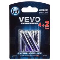 VEVO Alkaline LR03 AAA Battery Pack of 6 باتری نیم قلمی ویوو مدل Alkaline LR03 بسته 6 عددی