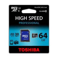 Toshiba High Speed Professional UHS-I U1 Class 10 30MBps microSDXC With Adapter - 64GB کارت حافظه microSDXC توشیبا مدل High Speed Professional کلاس 10 استاندارد UHS-I U1 سرعت 30MBps همراه با آداپتور SD ظرفیت 64 گیگابایت