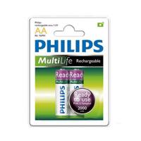 Philips Rechargeable MultiLife NiMH AA Battery Pack Of 2 باتری قلمی قابل شارژ فیلیپس مدل MultiLife NiMH بسته 2 عددی